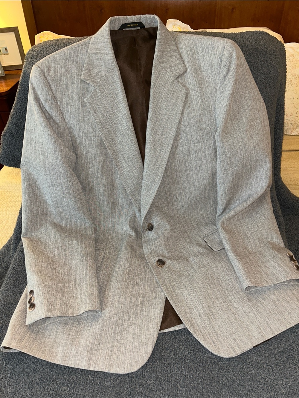 Haggar Light Gray Two-Button Blazer with Notch Lapels Made in USA